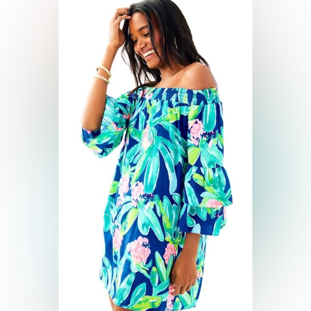 Lilly Pulitzer Tobyn Off The Shoulder Dress Size XS Gypset Paradise
